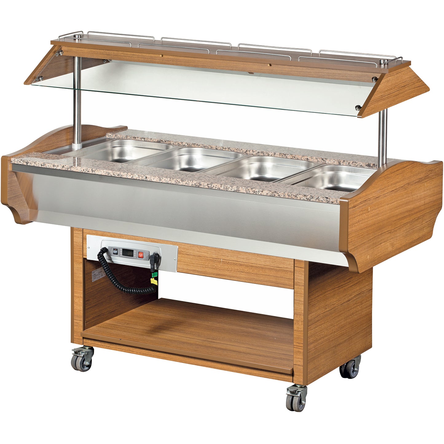 Hot Salad Bar 4xGN1/1 Walnut - SHBM4C