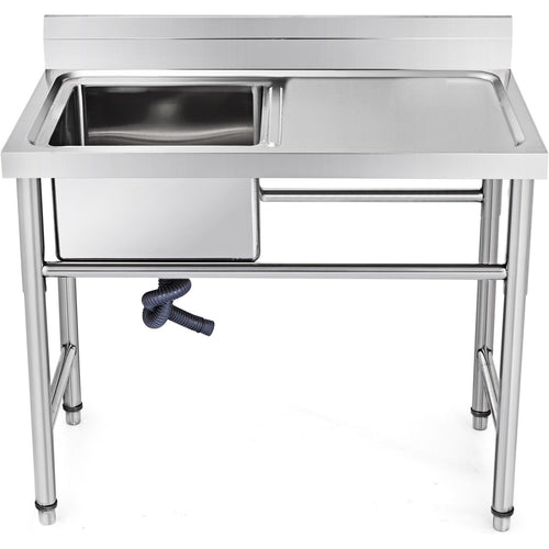 Commercial Sink Stainless steel 1000x600x900mm 1 bowl left Splashback - SINK8060LEFT