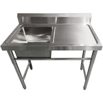 Commercial Sink Stainless steel 1000x600x900mm 1 bowl left Splashback - SINK8060LEFT