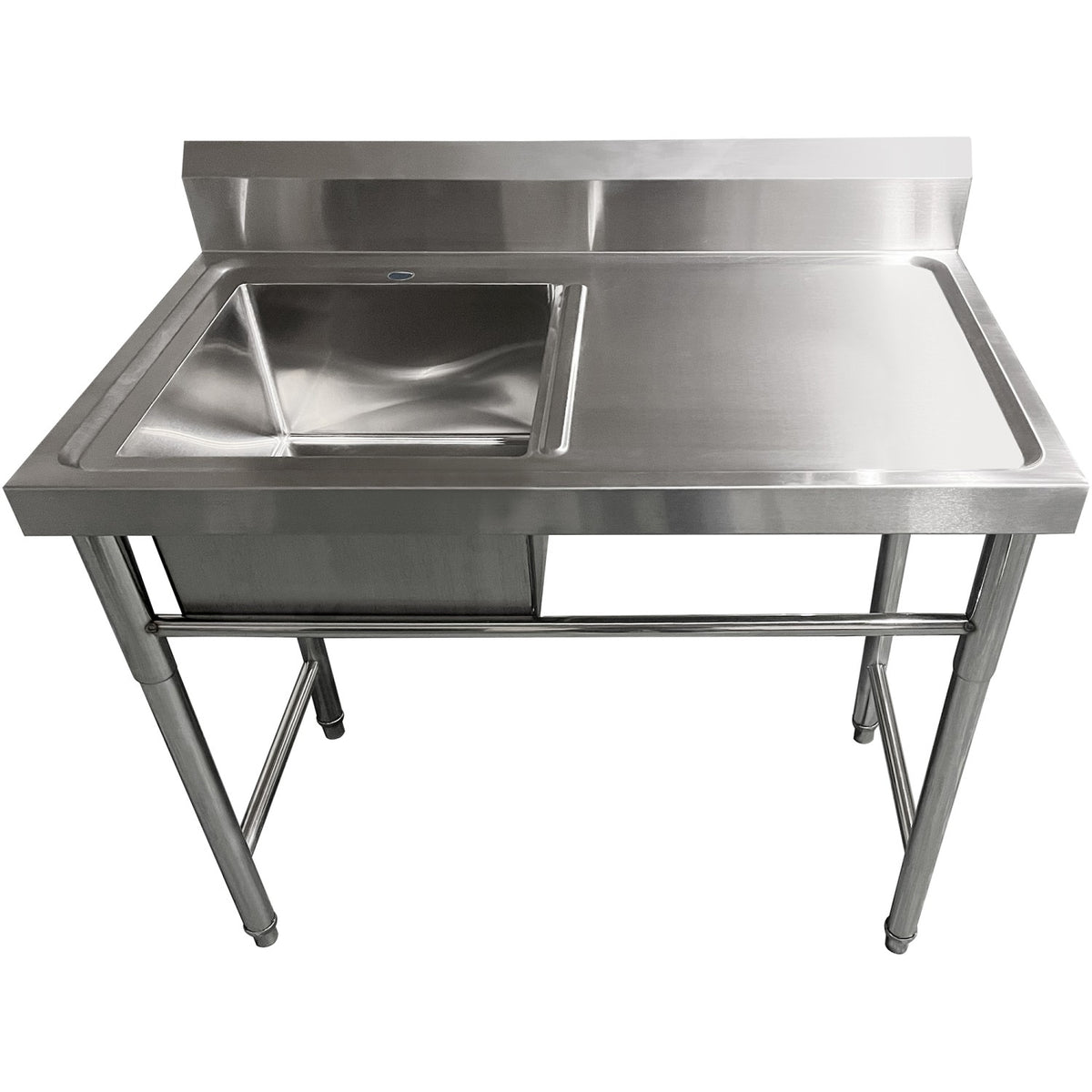 Commercial Sink Stainless steel 1200x600x900mm 1 bowl left Splashback - SINK12060LEFT
