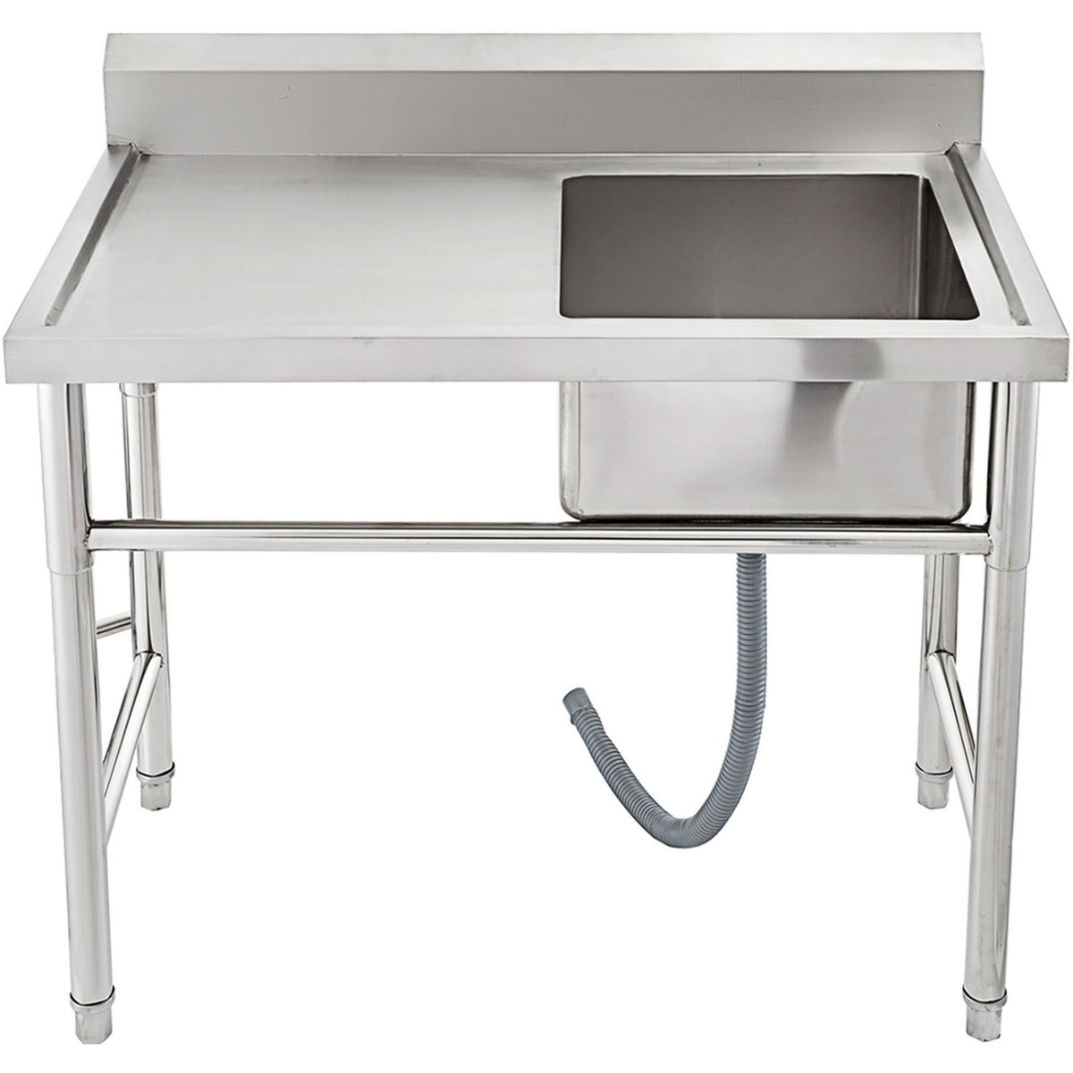 Commercial Sink Stainless steel 1000x600x900mm 1 bowl right Splashback - SINK8060RIGHT