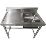 Commercial Sink Stainless steel 1000x600x900mm 1 bowl right Splashback - SINK8060RIGHT