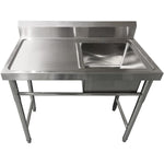 Commercial Sink Stainless steel 1000x600x900mm 1 bowl right Splashback - SINK8060RIGHT