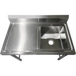 Commercial Sink Stainless steel 1000x600x900mm 1 bowl right Splashback - SINK8060RIGHT