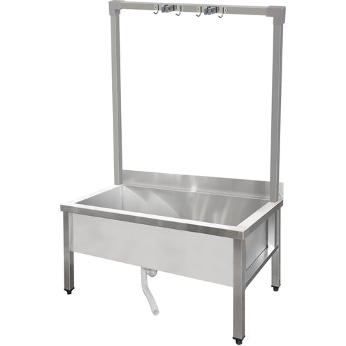 Commercial Stainless Steel Mop Sink with High Rack & 2-in-1 Mop Holder 1000x600x550mm - SMSJYHR10060