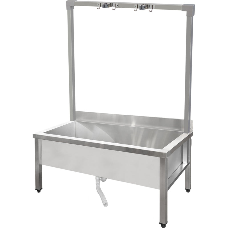 Commercial Stainless Steel Mop Sink with High Rack & 2-in-1 Mop Holder 1200x600x550mm - SMSJYHR12060