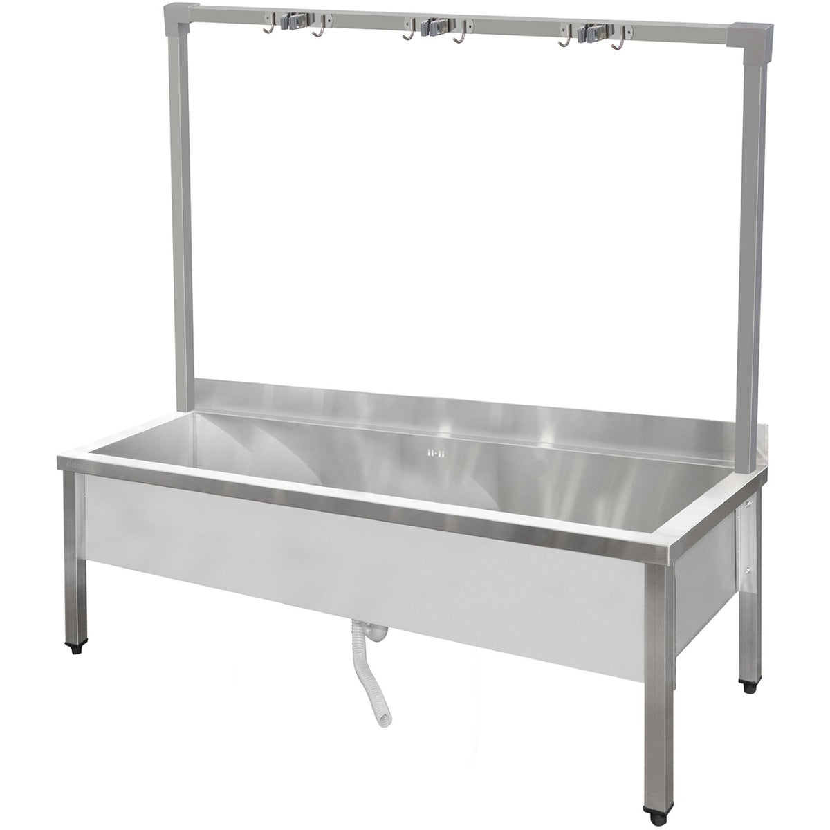 Commercial Stainless Steel Mop Sink with High Rack & 2-in-1 Mop Holder 1500x600x550mm - SMSJYHR15060