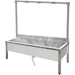 Commercial Stainless Steel Mop Sink with High Rack & 2-in-1 Mop Holder 1500x600x550mm - SMSJYHR15060