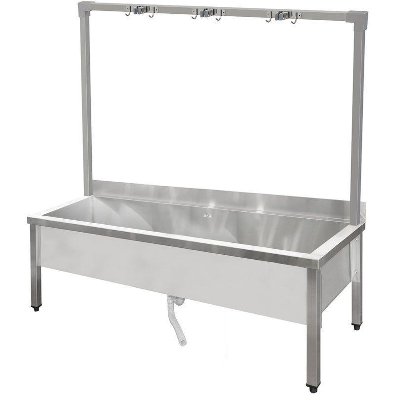 Commercial Stainless Steel Mop Sink with High Rack & 2-in-1 Mop Holder 1500x600x550mm - SMSJYHR15060