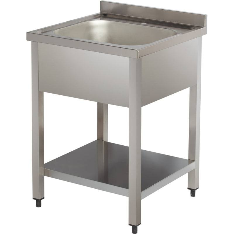 Commercial Sink Stainless steel 1 bowl Bottom shelf Splashback 600mm Depth 700mm - THSTR67BM1