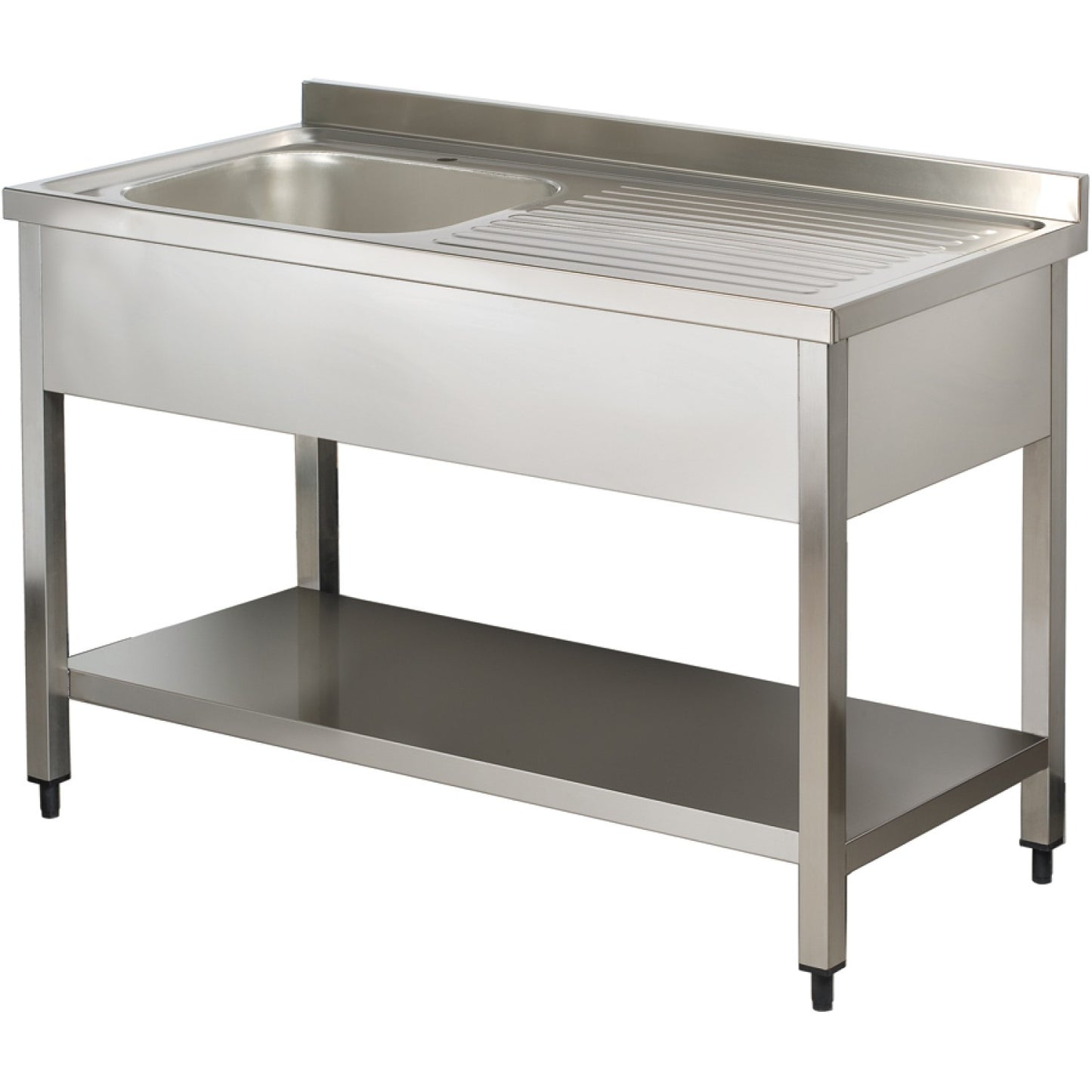 Commercial Sink Stainless steel 1 bowl Left Bottom shelf Splashback 1400mm Depth 700mm - THSTR147BL1
