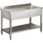 Commercial Sink Stainless Steel 1 Bowl Right Bottom Shelf Splashback 1200x600x950 - YLS126BR1