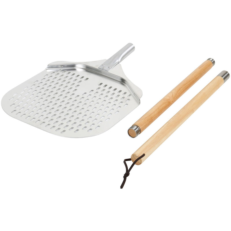 Pizza Peel 12'' Perforated square Wood handle Length 88cm - SPRX8812P