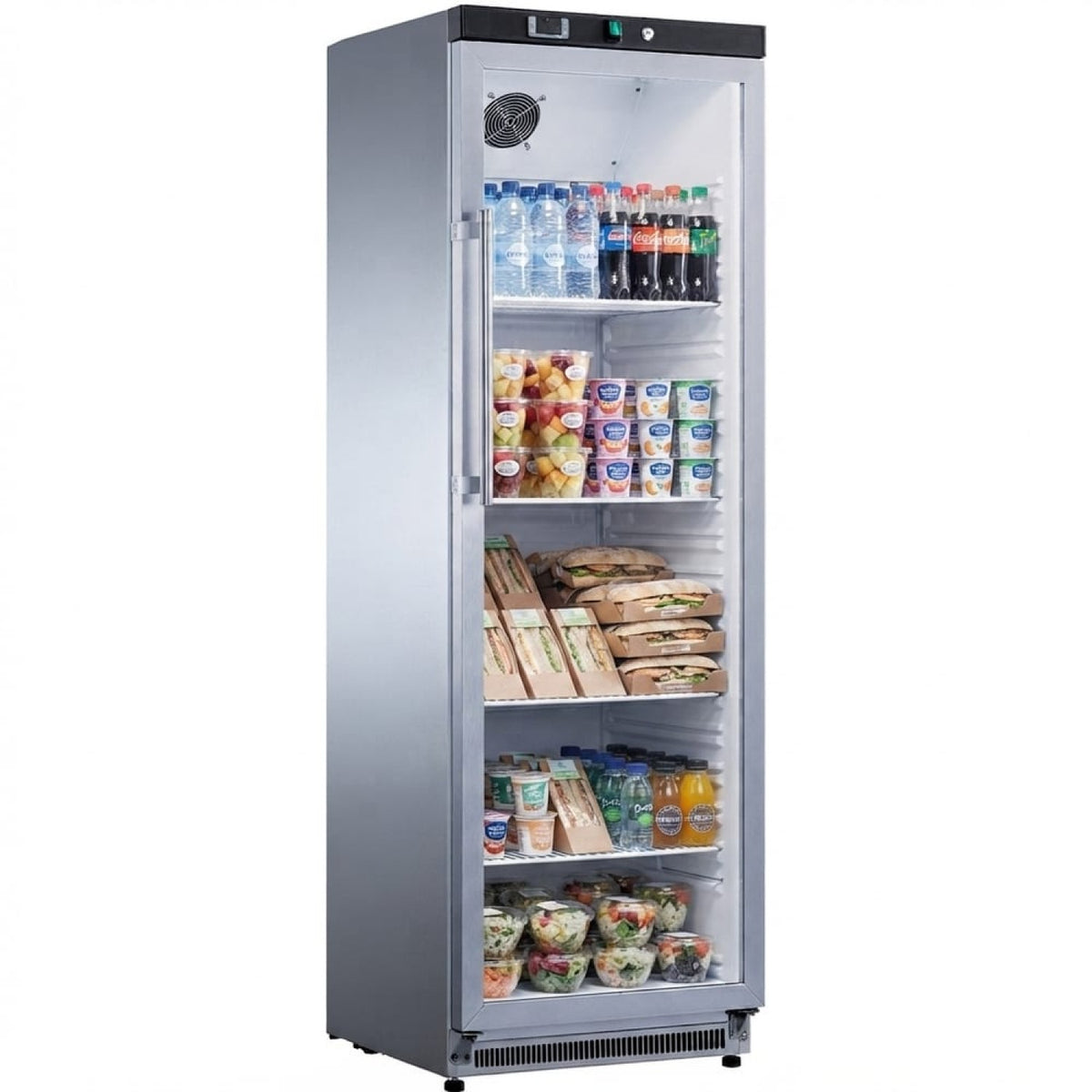 Commercial Refrigerator Upright cabinet 400 litres Stainless steel Single glass door - SR400G