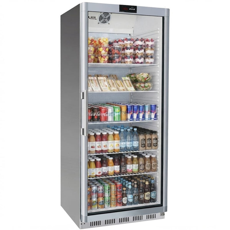 600lt Commercial Refrigerator Stainless Steel Upright cabinet Single glass door Ventilated cooling - SR600G