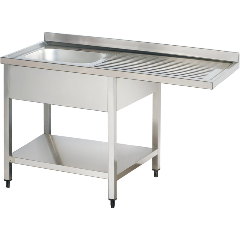 Commercial Sink for dishwashers 1 bowl Left Bottom shelf Splashback 1200mm Depth 700mm - THSTR127SBL1