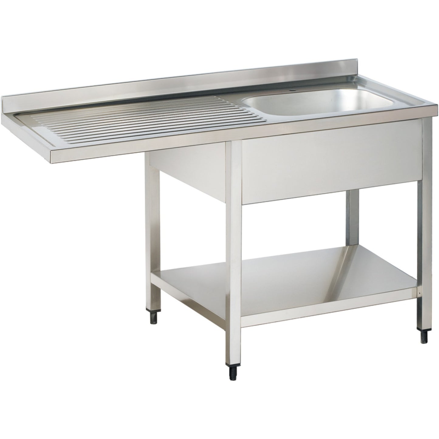 Commercial Sink for dishwashers 1 bowl Right Bottom shelf Splashback 1200mm Depth 700mm - THSTR127SBR1