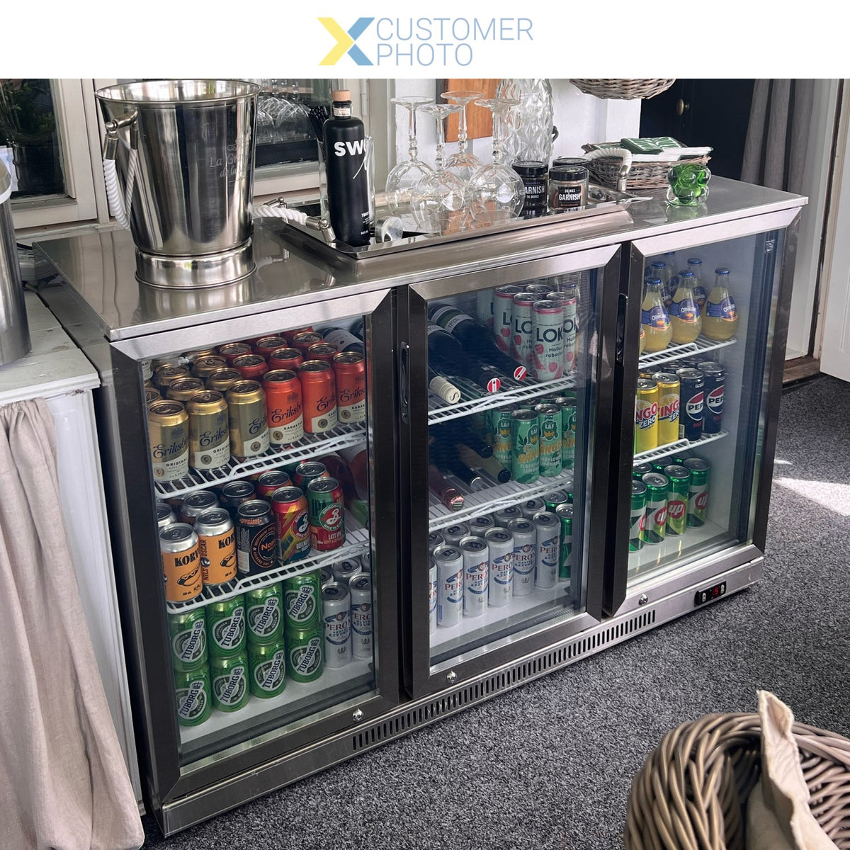 Back bar cooler 3 hinged doors 312 litres Stainless steel - SSBC03PP