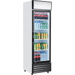 Commercial Upright Beverage Bottle Cooler 335 Litres Single Hinged Glass Door Black & White 578x605x1980mm - SSH26