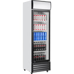Commercial Upright Beverage Bottle Cooler 335 Litres Single Hinged Glass Door Black & White 578x605x1980mm - SSH26
