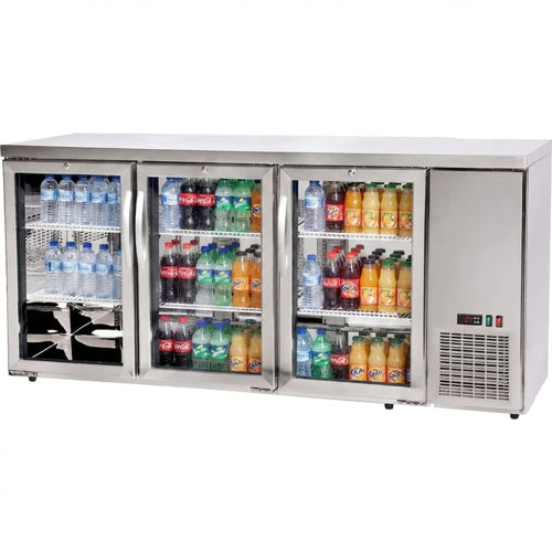 Back Bar Cooler Triple Glass Door 493 Litres Stainless Steel 1826x631x895 - SSH58