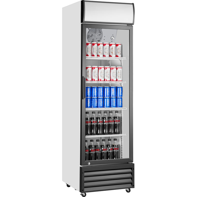 Commercial Bottle cooler Upright 292 litres Single hinged glass door Black&White - SSP338WEA