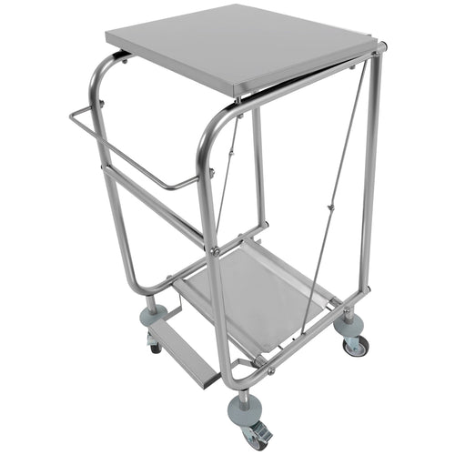 Commercial Stainless Steel Waste Bag Holder Trolley with Lid 580×470×960mm - STBH03