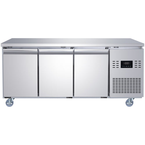 Commercial 3 Door Counter Fridge - Stainless Steel Prep Fridge 1794×700×850mm (Energy Class A) - SUP116