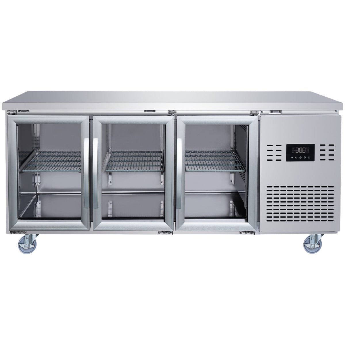 Commercial 3 Glass Door Counter Fridge - Stainless Steel Prep Fridge 1794×700×950mm (Energy Class A) - SUP122