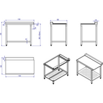 Unloading table Left side 1100x650x850mm With bottom shelf With splashback Stainless steel - SWB11065L