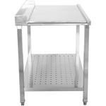 Unloading table Left side 1100x650x850mm With bottom shelf With splashback Stainless steel - SWB11065L