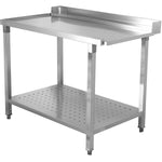 Unloading table Left side 1100x650x850mm With bottom shelf With splashback Stainless steel - SWB11065L