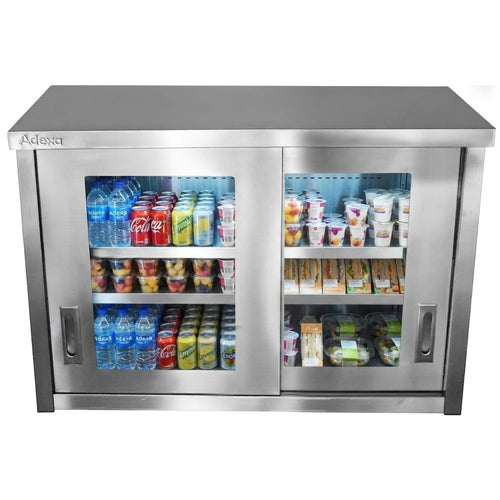 Commercial Wall Cabinet Cupboard Glass Doors Stainless Steel 1000x400x650mm - SWCGD100402
