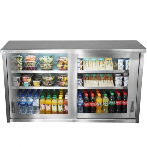 Commercial Wall Cabinet Cupboard Glass Doors Stainless Steel 1600x400x650mm - SWCGD160402