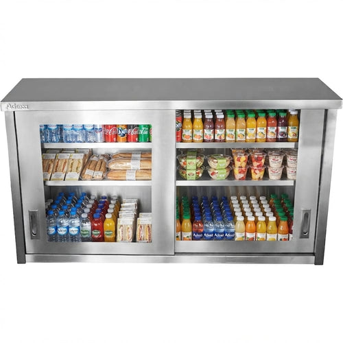 Commercial Wall Cabinet Cupboard Glass Doors Stainless Steel 1400x400x800mm - SWCGDHH140402