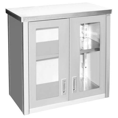 Commercial Stainless Steel Wall Cabinet with Glass Swing Doors 600 x 400 x 800mm - SWCGDHH60402