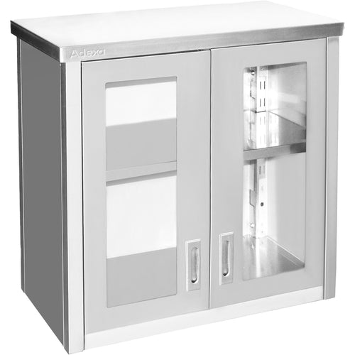 Commercial Wall Cabinet Cupboard Glass Doors Stainless Steel 800x400x800mm - SWCGDHH80402