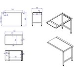 Unloading table Left side 1100x650x850mm No bottom shelf No splashback Stainless steel - SWT11065L