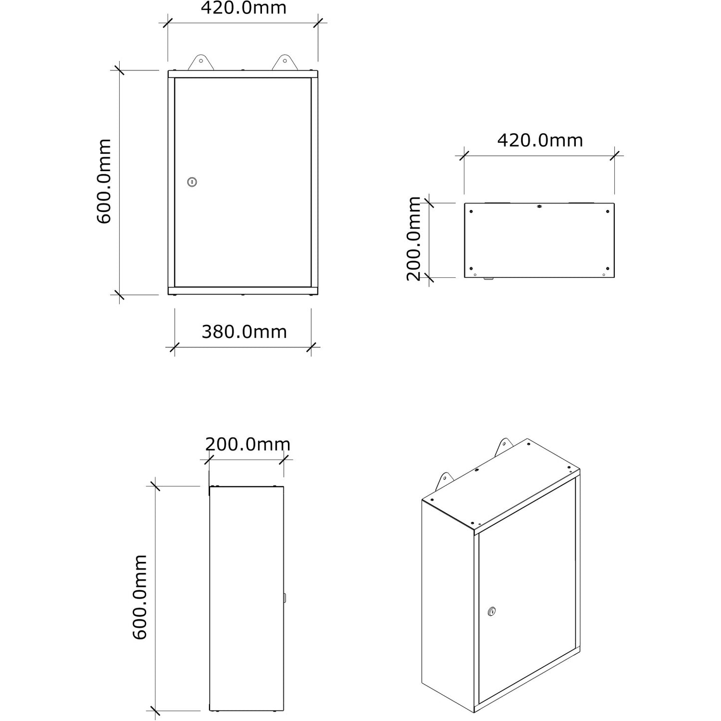 Professional Grey and Black Wall Mounted Tool Cabinet with Key 400x200x600mm - TC001