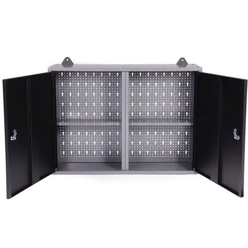 Professional Grey and Black Wall Mounted Double Door Tool Cabinet with Key 800x200x600mm - TC002