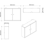 Professional Grey and Black Wall Mounted Double Door Tool Cabinet with Key 800x200x600mm - TC002