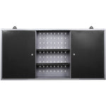 Professional Grey and Black Wall Mounted Double Door Tool Cabinet with Open Shelf/Rack and Key 1200x200x600mm - TC003