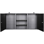 Professional Grey and Black Wall Mounted Double Door Tool Cabinet with Open Shelf/Rack and Key 1200x200x600mm - TC003
