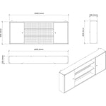 Professional Grey and Black Wall Mounted Double Door Tool Cabinet with Open Shelf/Rack and Key 1600x200x600mm - TC003A
