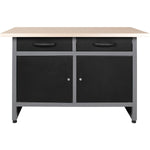 Professional Grey and Black Workshop Workbench with 30mm Wooden Desktop, Drawers and Lockable Doors 1200x600x850mm - TC006
