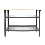 Professional Grey and Black Workshop 3 Layer Workbench with 30mm Wooden Desktop 1200x600x850mm - TC006A