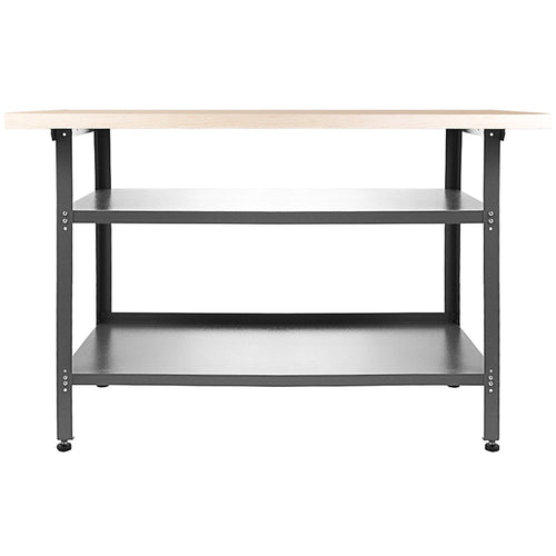 Professional Grey and Black Workshop 3 Layer Workbench with 30mm Wooden Desktop 1200x600x850mm - TC006A