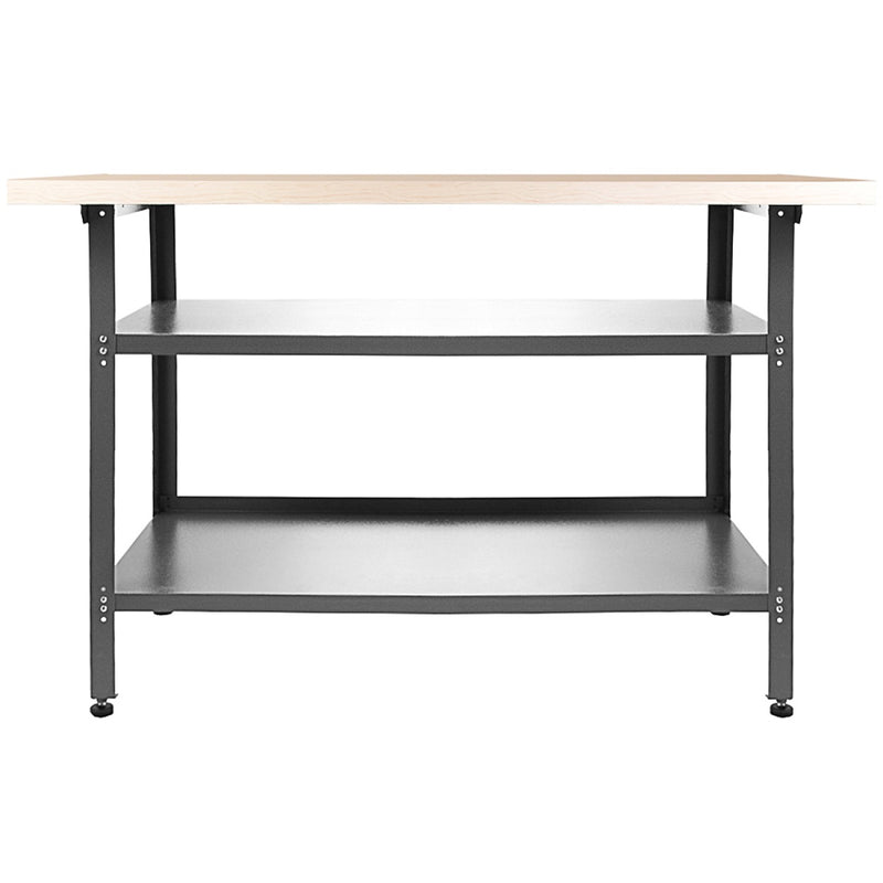 Professional Grey and Black Workshop 3 Layer Workbench with 30mm Wooden Desktop 1200x600x850mm - TC006A