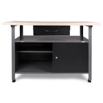 Professional Grey and Black Workshop 2 Layer Workbench with 2 Lockers and 30mm Wooden Desktop 1200x600x850mm - TC006B