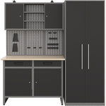 Garage Workstation Set - with Wooden Desktop, 5 Drawers, 2 Cupboards, and 1 Cabinet, 2100x600x2050 - TC117